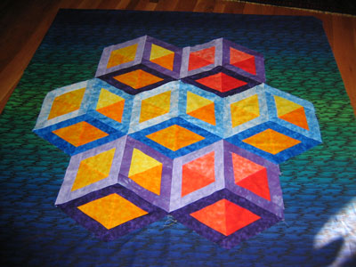Necker cube quilt created by Janice Ewing