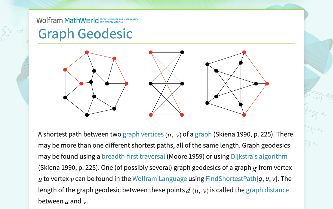 Graph Geodesic From Wolfram Mathworld