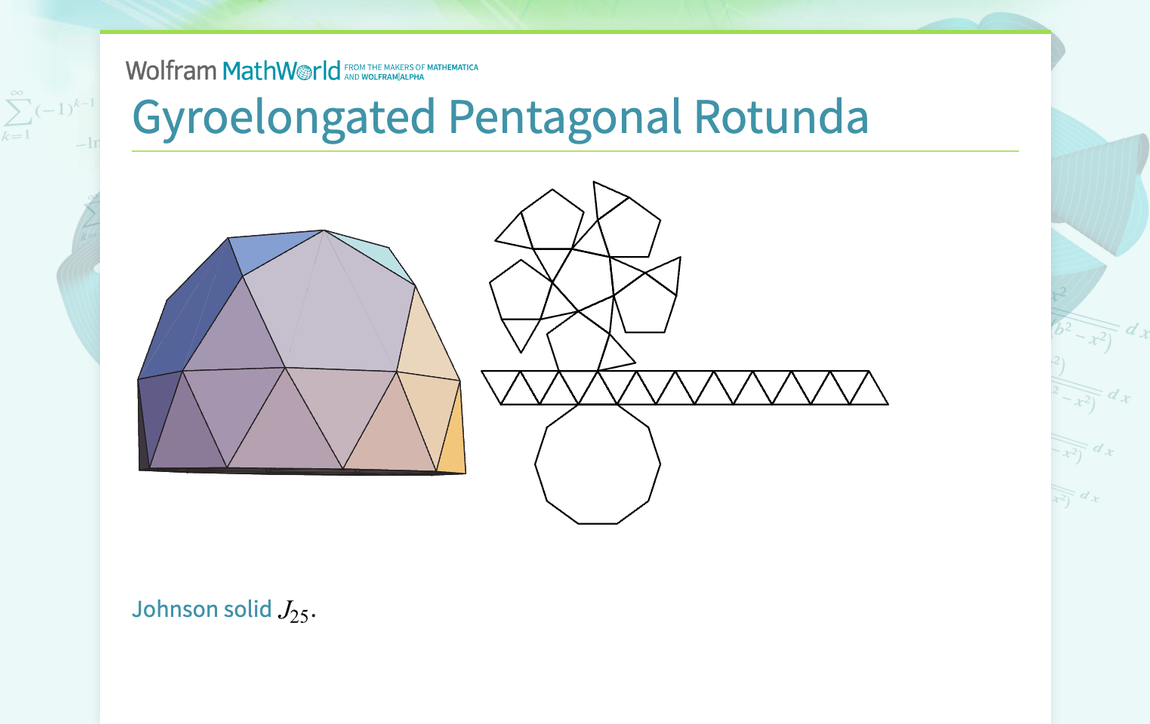 Gyroelongated Pentagonal Rotunda From Wolfram Mathworld