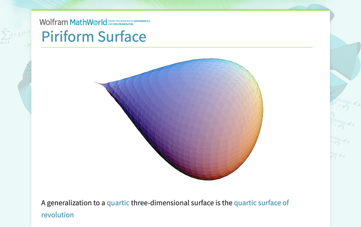 Piriform Surface From Wolfram MathWorld