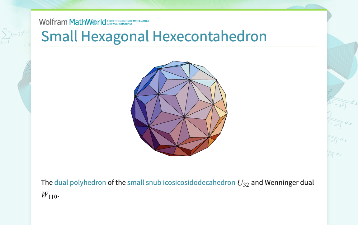 Small Hexagonal Hexecontahedron From Wolfram MathWorld