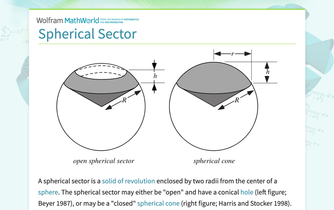 Spherical Sector From Wolfram MathWorld