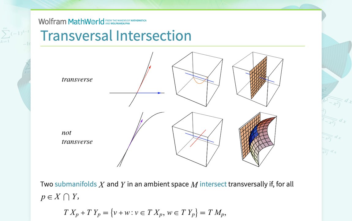 Transversal Intersection From Wolfram MathWorld