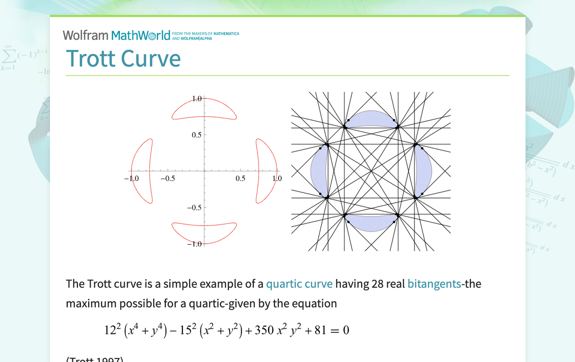 Trott Curve From Wolfram MathWorld