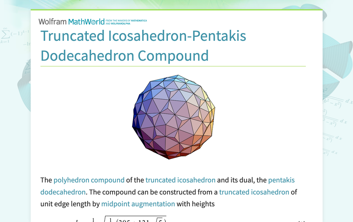 Truncated Icosahedron Pentakis Dodecahedron Compound From Wolfram