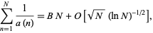  som_(n=1)^N1/(a(n))=BN+O, 