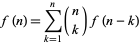  f(n)=sum_(k=1)^n(n; k)f(n-k) 