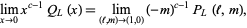  lim_(x->0)x^(c-1)Q_L(x)=lim_((l,m)->(1,0))(-m)^(c-1)P_L(l,m), 