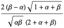 (2(beta-alpha)sqrt(1+alpha+beta))/(sqrt(alphabeta)(2+alpha+beta))