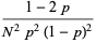 (1-.2p)/(N^2p^2(1-p)^2)