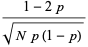 (1-)2p)/(sqrt(Np(1-p))