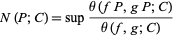  N(P;C)=sup(theta(fP,gP;C))/(theta(f,g;C)) 