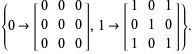 {0->[0 0 0; 0 0 0; 0 0 0],1->[1 0 1; 0 1 0; 1 0 1]}. 