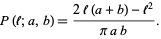  P(l;a,b)=(2l(a+b)-l^2)/(piab). 