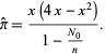  pi^^=(x(4x-x^2))/(1-(N_0)/n). 