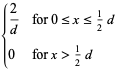 {2/d for 0<=x<=1/2d; 0 for x>1/2d