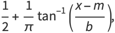 1/2+1/pitan^(-1)((x-m)/b),