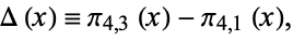  Delta(x)=pi_(4,3)(x)-pi_(4,1)(x), 