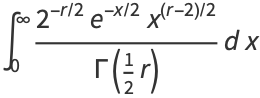 int_0^infty(2^(-r/2)e^(-x/2)x^((r-2)/2))/(Gamma(1/2r))dx