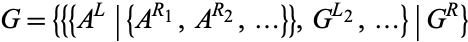 G={{{A^L|{A^(R_1),A^(R_2),...}},G^(L_2),...}|G^R}