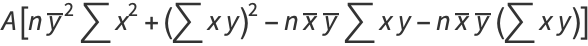 A[ny^_^2sumx^2+(sumxy)^2-nx^_y^_sumxy-nx^_y^_(sumxy)]