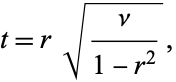  t=rsqrt(nu/(1-r^2)), 