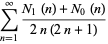 sum_(n=1)^(infty)(N_1(n)+N_0(n))/(2n(2n+1))