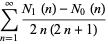 sum_(n=1)^(infty)(N_1(n)-N_0(n))/(2n(2n+1))