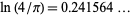 ln(4/pi)=0.241564...