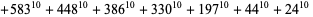 +583^(10)+448^(10)+386^(10)+330^(10)+197^(10)+44^(10)+24^(10) 