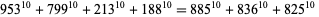 953^(10)+799^(10)+213^(10)+188^(10)=885^(10)+836^(10)+825^(10) 