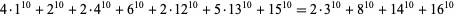 4·1^(10)+2^(10)+2·4^(10)+6^(10)+2·12^(10)+5·13^(10)+15^(10)=2·3^(10)+8^(10)+14^(10)+16^(10) 