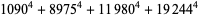 1090^4+8975^4+11980^4+19244^4