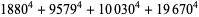 1880^4+9579^4+10030^4+19670^4