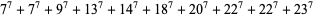 7^7+7^7+9^7+13^7+14^7+18^7+20^7+22^7+22^7+23^7