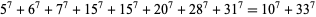  5^7+6^7+7^7+15^7+15^7+20^7+28^7+31^7=10^7+33^7 