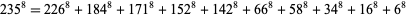  235^8=226^8+184^8+171^8+152^8+142^8+66^8+58^8+34^8+16^8+6^8 