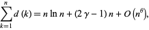  sum_(k=1)^nd(k)=nlnn+(2gamma-1)n+O(n^theta), 