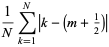 1/Nsum_(k=1)^(N)|k-(m+1/2)|