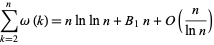  sum_(k=2)^nomega(k)=nlnlnn+B_1n+O(n/(lnn)) 