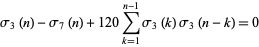  sigma_3(n)-sigma_7(n)+120sum_(k=1)^(n-1)sigma_3(k)sigma_3(n-k)=0 