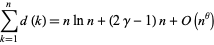  sum_(k=1)^nd(k)=nlnn+(2gamma-1)n+O(n^theta) 