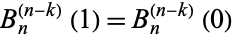 B_n^((n-k))(1)=B_n^((n-k))(0)