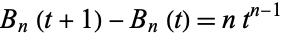  B_n(t+1)-B_n(t)=nt^(n-1) 