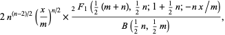 2n^((n-2)/2)(x/m)^(n/2)×(_2F_1(1/2(m+n),1/2n;1+1/2n;-nx/m))/(B(1/2n,1/2m)),