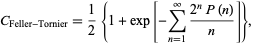  C_(Feller-Tornier)=1/2{1+exp[-sum_(n=1)^infty(2^nP(n))/n]}, 