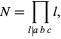  N=product_(l|abc)l, 