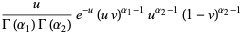 u/(Gamma(alpha_1)Gamma(alpha_2))e^(-u)(uv)^(alpha_1-1)u^(alpha_2-1)(1-v)^(alpha_2-1)