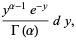 (y^(alpha-1)e^(-y))/(Gamma(alpha))dy,