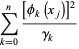 sum_(k=0)^(n)([phi_k(x_j)]^2)/(gamma_k)